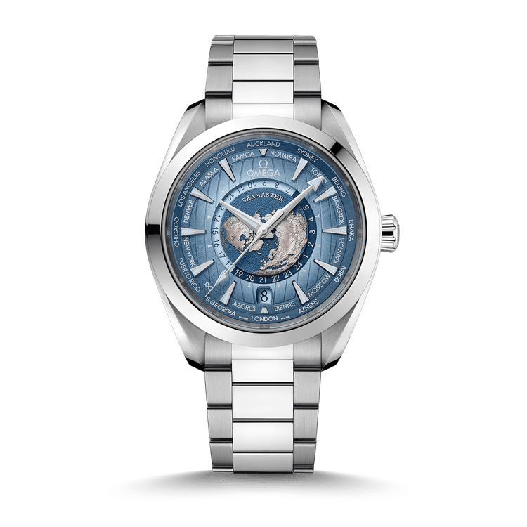 OMEGA Seamaster Aqua Terra GMT Worldtimer Summer Blue 43 Referenz: 220.10.43.22.03.002 cover url